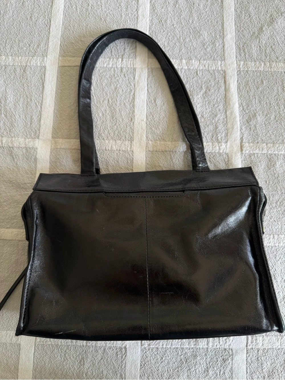 HOBO Black Leather Shoulder Bag with Gold Hardware